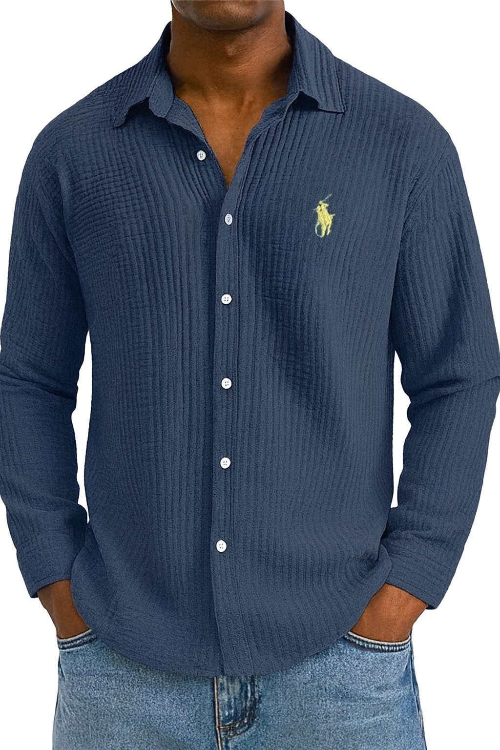 🔥 Men's Textured Cotton Shirt 😎 Loose & Cool!